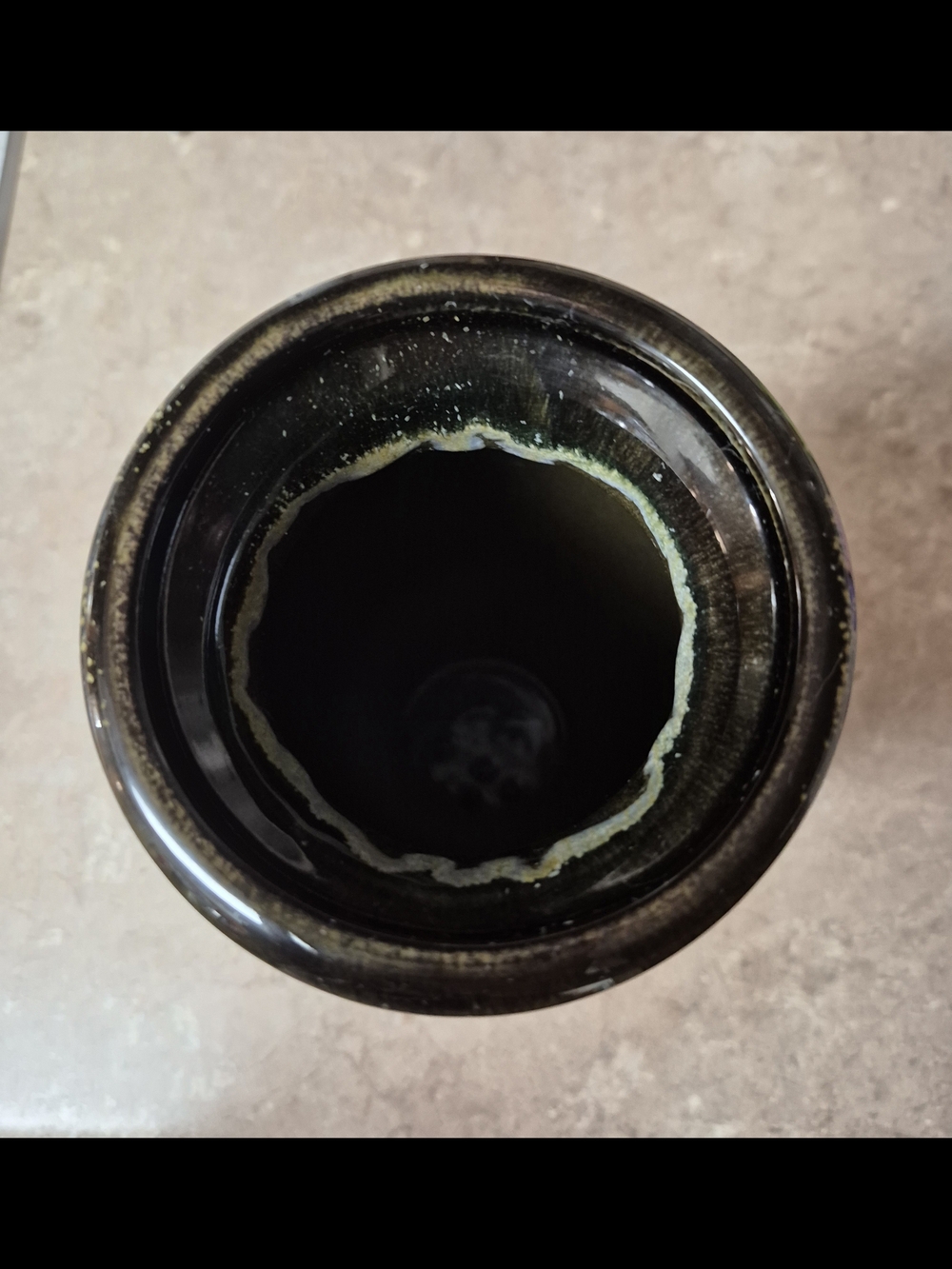 Handcrafted Crackle, Glazed Ceramic Vase in Green, Blue and Amber - Picture 2 of 4